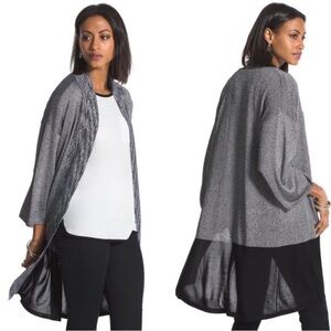 Chico’s Betty Black-and-White Cardigan Marled Sz 2
